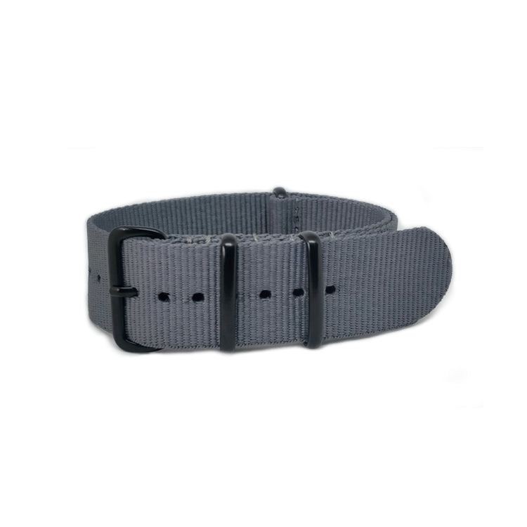 Urban Grey with Black Buckle One Piece Nylon Strap