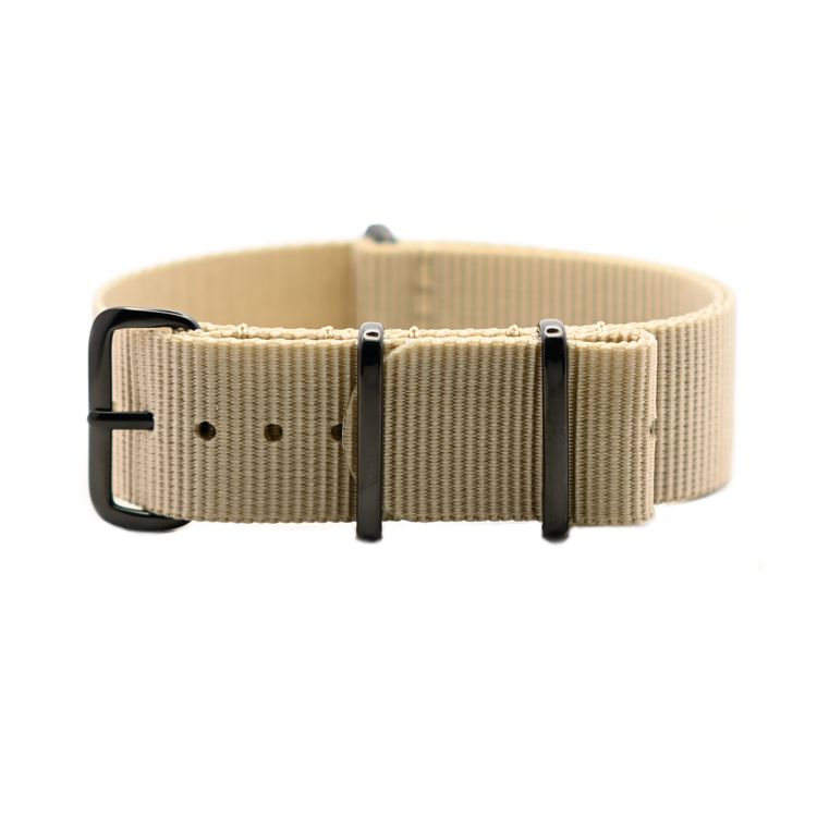 Urban Beige Sand with Black Buckle One Piece Nylon Strap