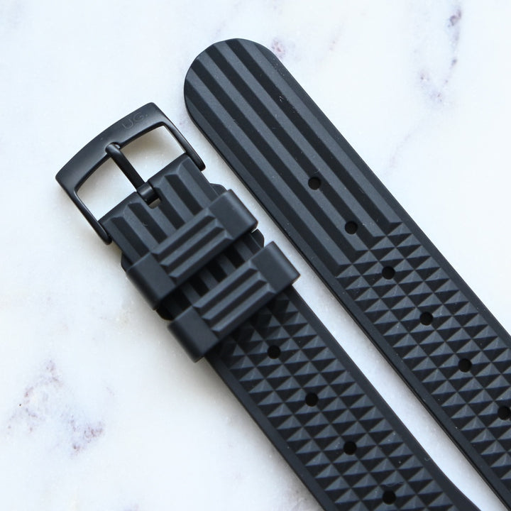 Urban Waffle Darth Black Rubber Watch Strap
