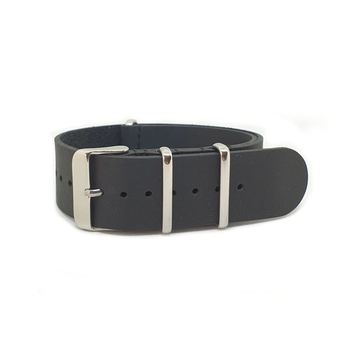 Distressed Black Vintage Leather One Piece Strap