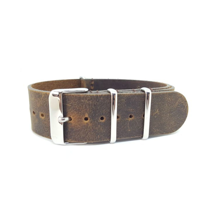 Distressed Brown Vintage Leather One Piece Strap