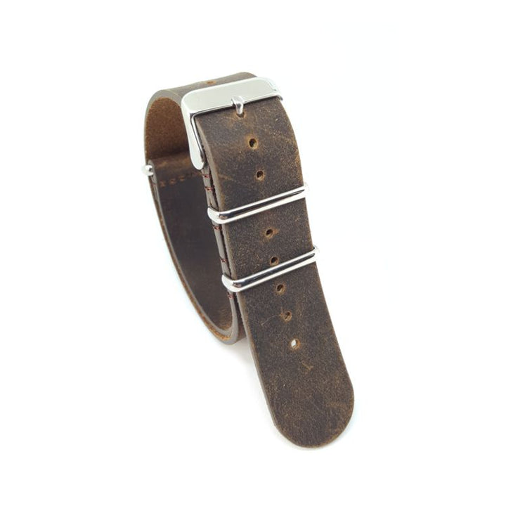 Distressed Brown Vintage Leather One Piece Strap