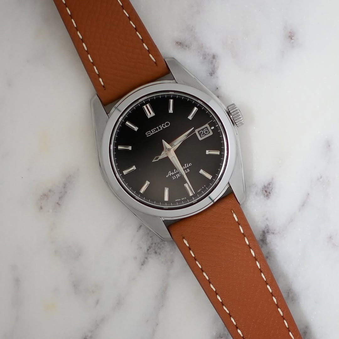 SEIKO SARB on Urban Cognac Pebble Grain Leather Watch Strap