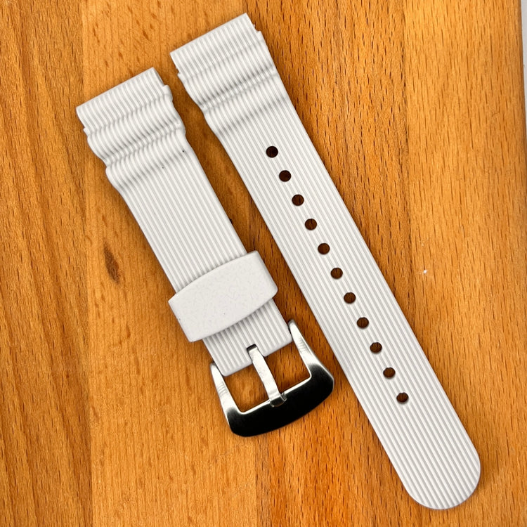 White SEIKO Diver 22mm Silicone Watch Strap