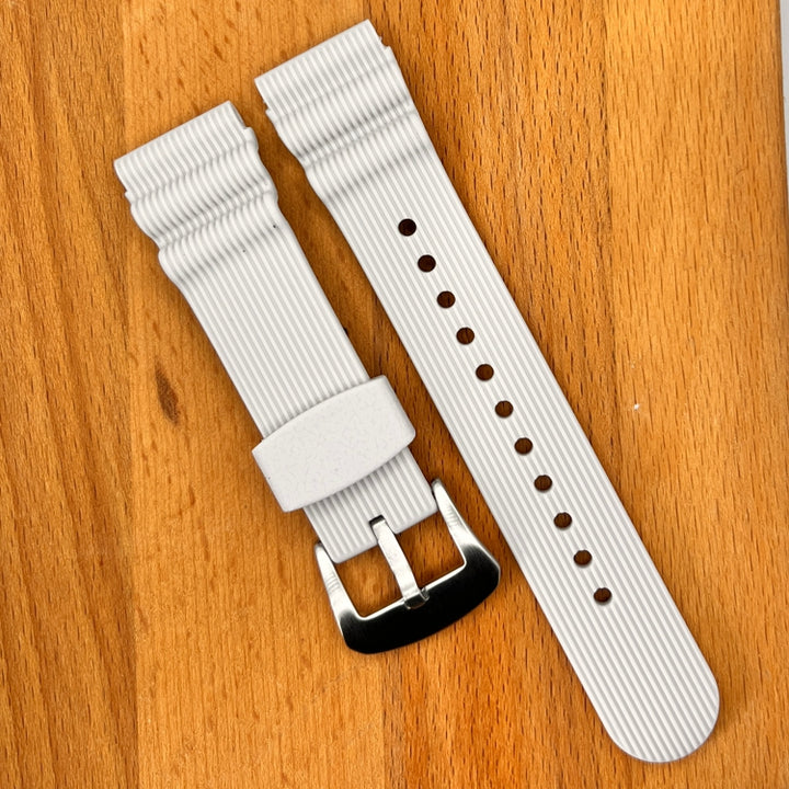 White SEIKO Diver 22mm Silicone Watch Strap