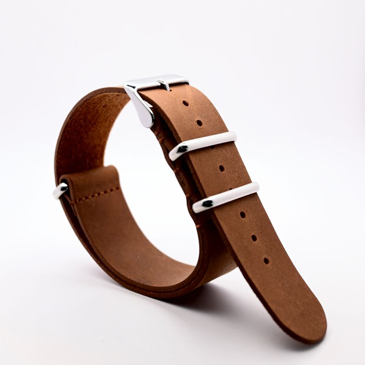 Distressed Oak Brown Vintage Leather One Piece Strap