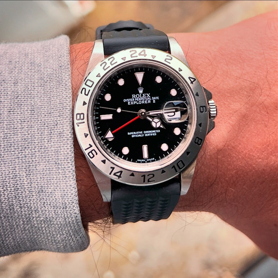 Urban Waffle Black Rubber Watch Strap