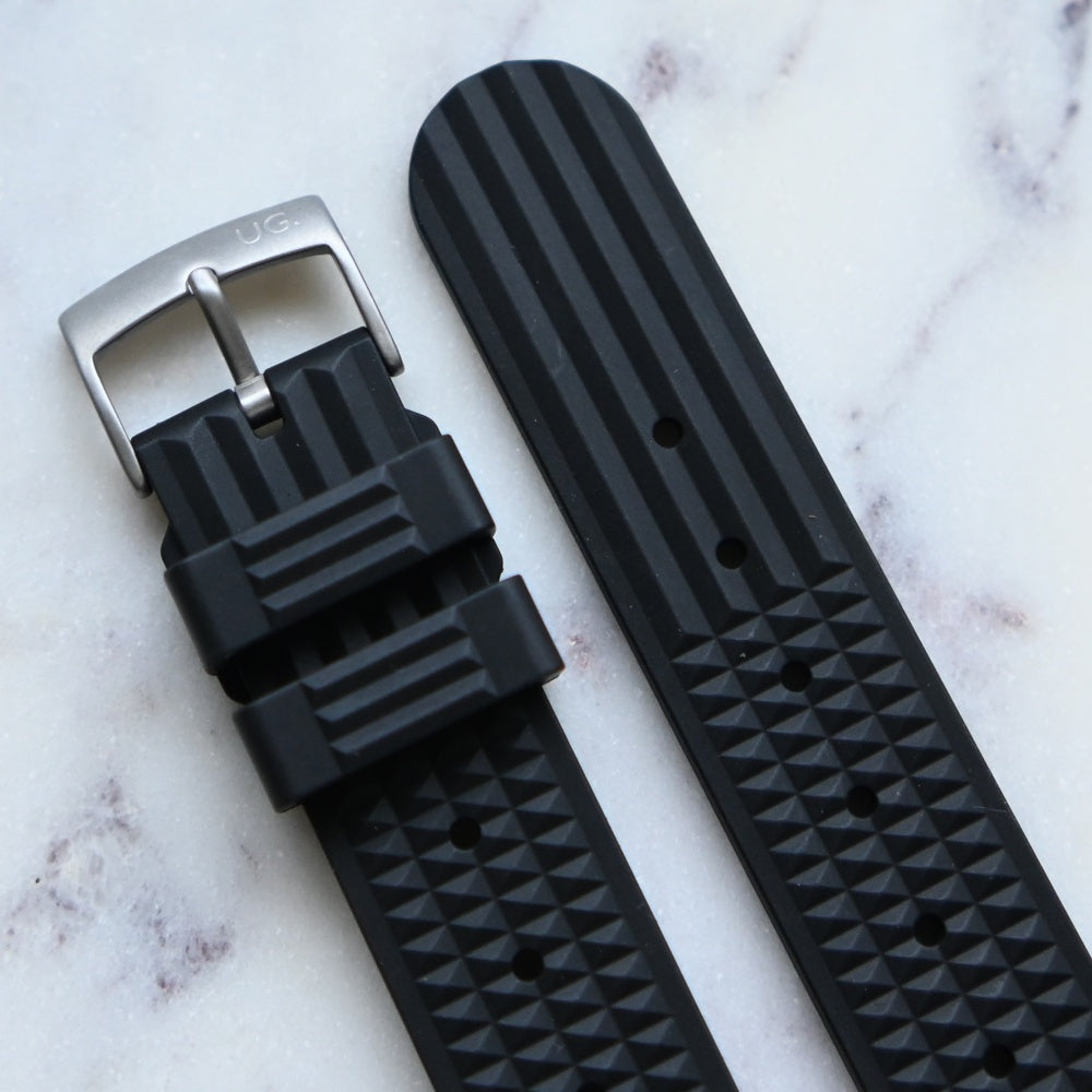 Urban Waffle Black Rubber Watch Strap