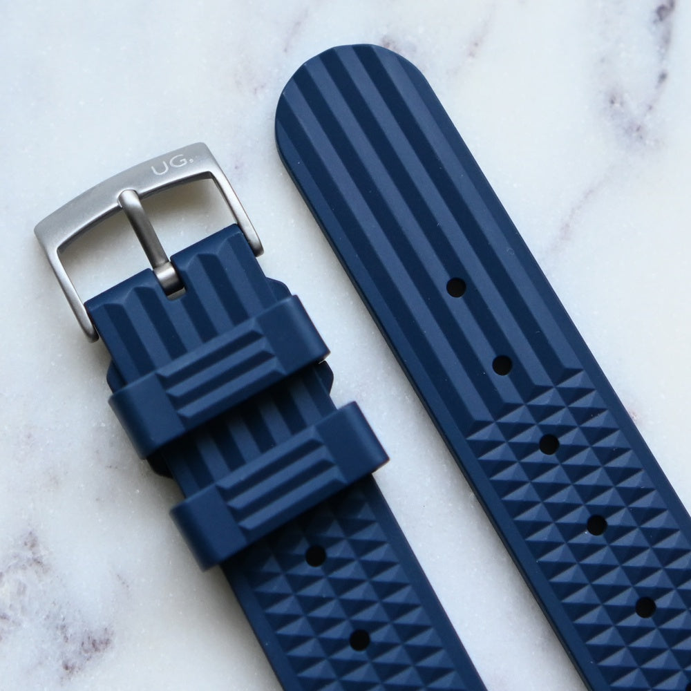 Urban Waffle Blue Rubber Watch Strap