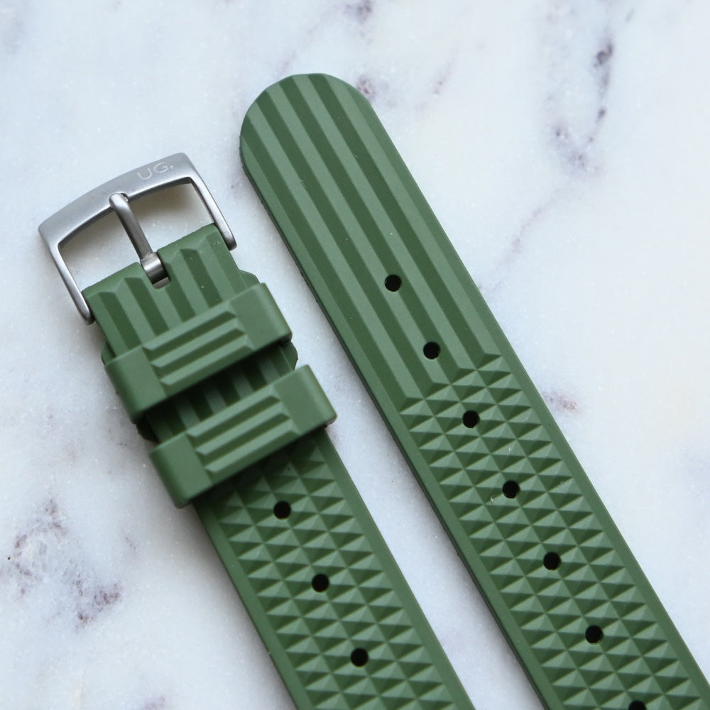 Urban Waffle Khaki Green Rubber Watch Strap
