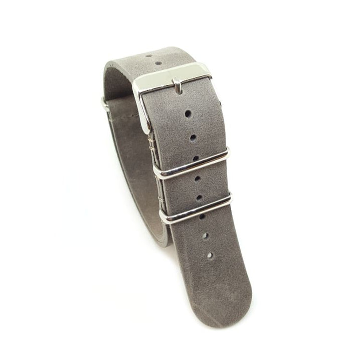 Distressed Grey Vintage Leather One Piece Strap